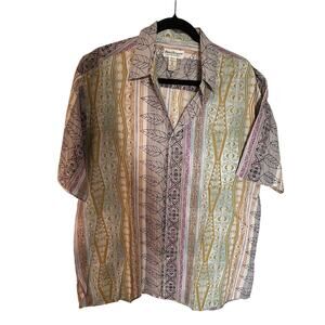 Artistic Hawaiian Resort Stripe Tori Richard Cotton button down shirt Men sz-M